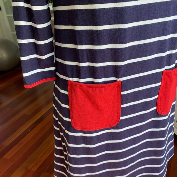 EUC Patriotic Duffield Lane Navy Striped Dress - XS - Picture 2 of 7